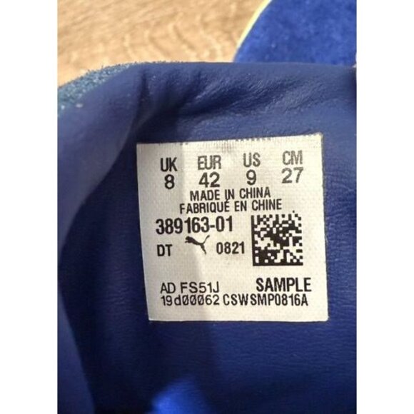 Puma Suede Sneakers Mens Size 9 Blue Tie-Dye Pattern w/ Speckled Yellow Sole - Picture 8 of 8